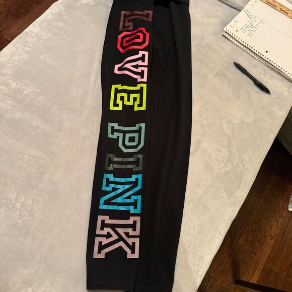 Y2K Victoria's Secret LOVE PINK Yoga Pants S Fold Over Rainbow Spellout leggings - Picture 4 of 8
